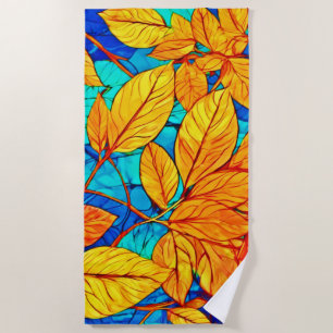 Serviette De Plage Feuillage d'automne doré : Peinture Feuille brilla