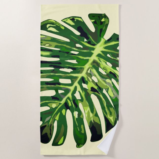 Serviette de plage Feuille Tropical - Couleurs Per (Devant)