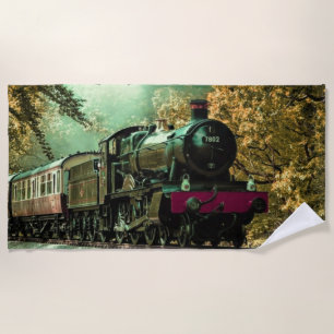Serviette De Plage Feuilles de chute Vintages rétro de la locomotive