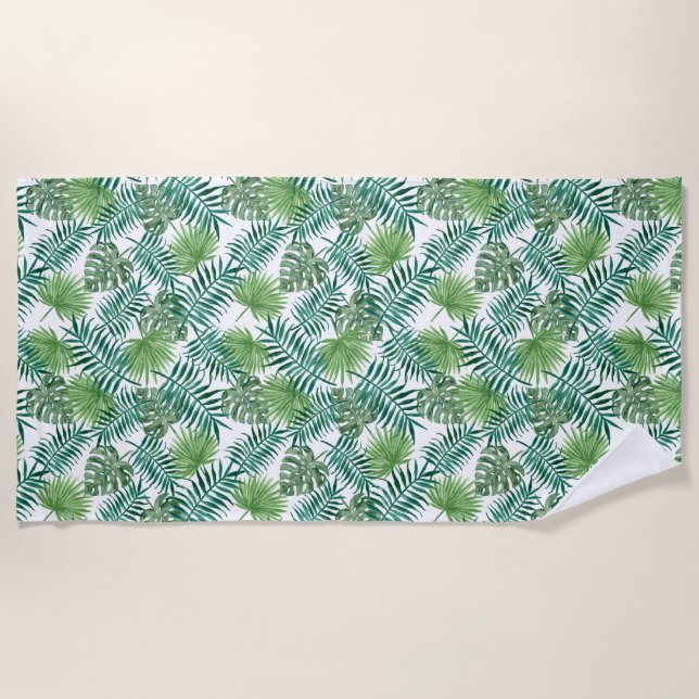 Serviette De Plage Feuilles de la jungle tropicale (Devant)