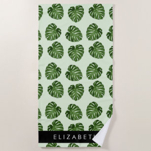 Serviette De Plage Feuilles de palme, Motif tropical, Votre nom