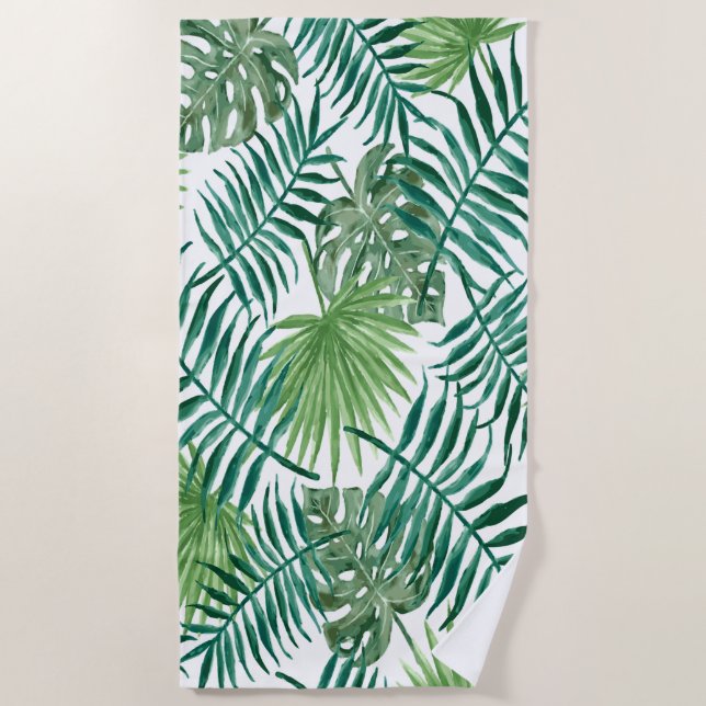 Serviette De Plage Feuilles de palmiers exotiques (Devant)
