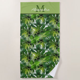 Serviette De Plage Feuilles de verdure tropicale moderne