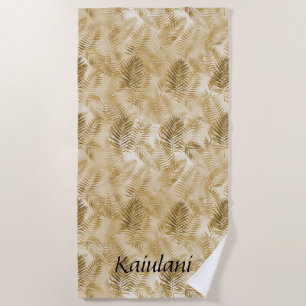 Serviette De Plage Feuilles Tropical Gold Sand       