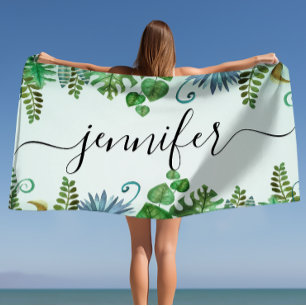 Serviette De Plage Feuilles tropicaux Nam personnalisé