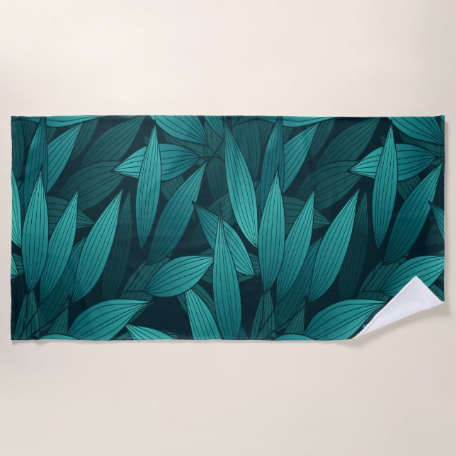 Serviette De Plage Feuilles tropicaux rayonnants (Devant)