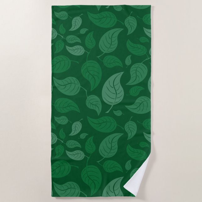 Serviette De Plage Feuilles verts (Devant)