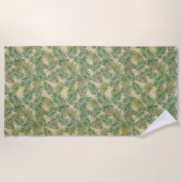 Serviette De Plage Feuilles verts à la crème tropicale