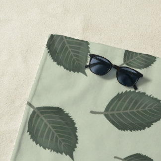 Serviette De Plage Feuilles verts, motif transparent