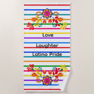 Serviette De Plage Fier d'être un Baby shower latin Floral & rayure