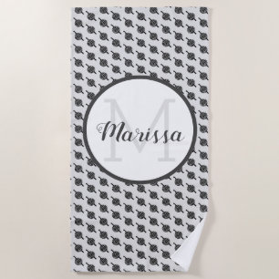 Serviette De Plage Fil Crochet Hook & Artisanat Nom / Initiale