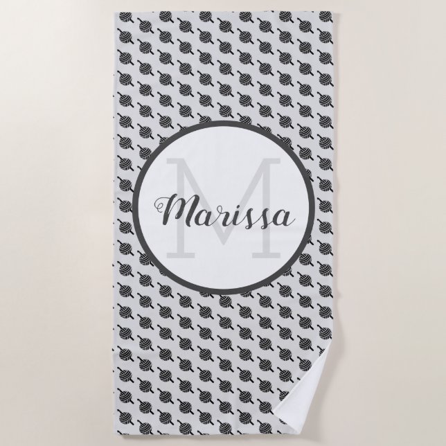 Serviette De Plage Fil Crochet Hook & Artisanat Nom / Initiale (Devant)