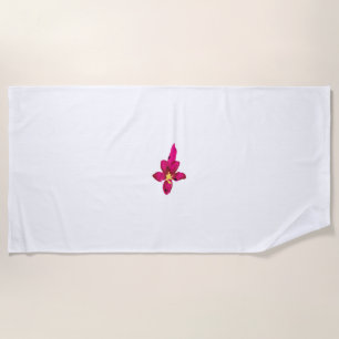 Serviette De Plage Fille Design, Or Léger, Rouge Purplish