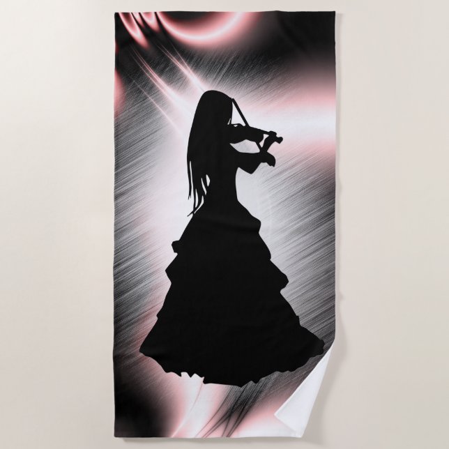 Serviette De Plage Fille Gitane Joue du Violon (Devant)