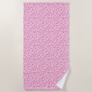 Serviette De Plage Fille Glam Empreinte de léopard rose blanc