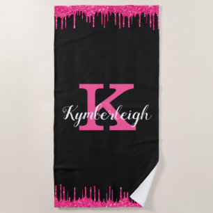 Serviette De Plage Fille Noir Hot Rose Parties scintillant Drivers No