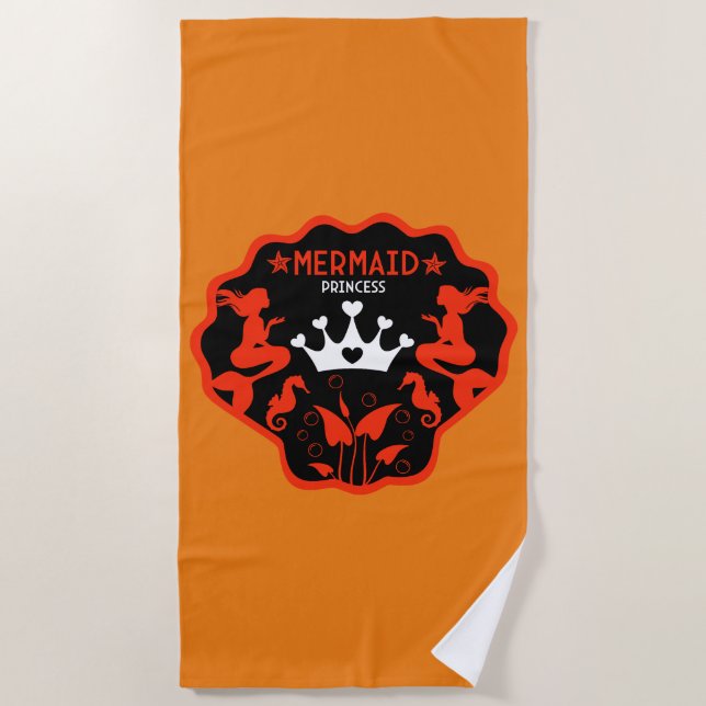 Serviette De Plage Fille Sirène Princesse (Devant)