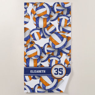 Serviette De Plage filles bleu orange volleyballs motif personnalisé