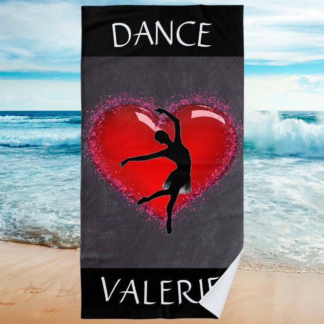 Serviette De Plage Filles Danse Chalkboard Coeur avec/ Nom personnali (Créateur téléchargé)