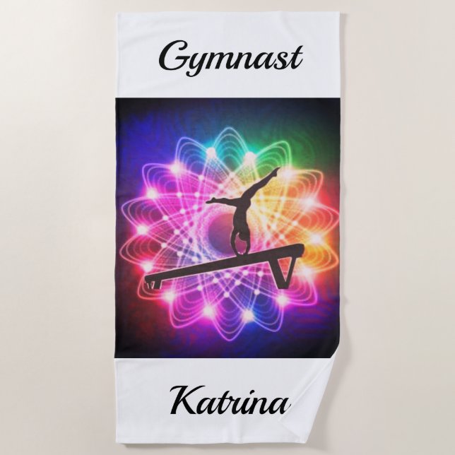 Serviette De Plage Filles Gymnastique Balance Poutre Personnalisée (Devant)