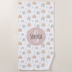 Serviette De Plage Filles mignonne Aquarelle Arc-en-ciel Motif Enfant