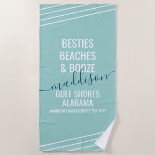 Serviette De Plage Filles Trip Besties Plages Booze Texte modifiable