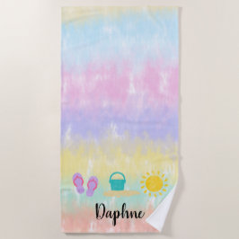 Serviette De Plage Filles Watercolor Beach Trio Tie Dye Beach Towel