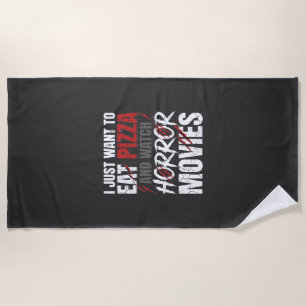 Serviette De Plage Films d'horreur Pizza Halloween Design_1