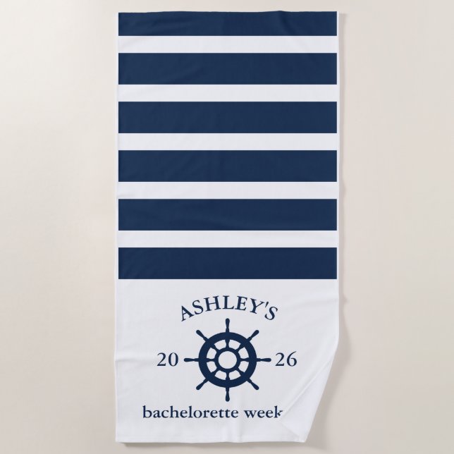 Serviette De Plage Fin de semaine de bachelorette personnalisée Marin (Devant)