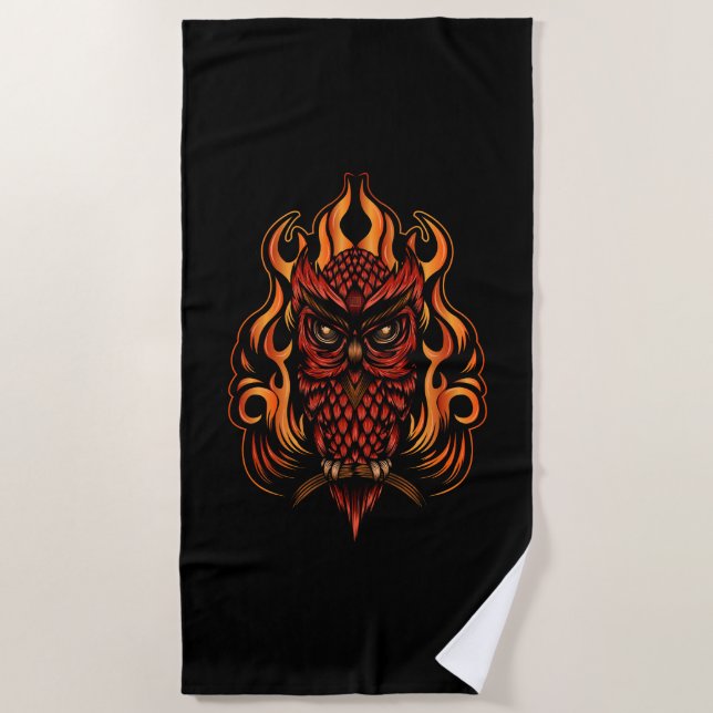 Serviette De Plage Fire owl (Devant)
