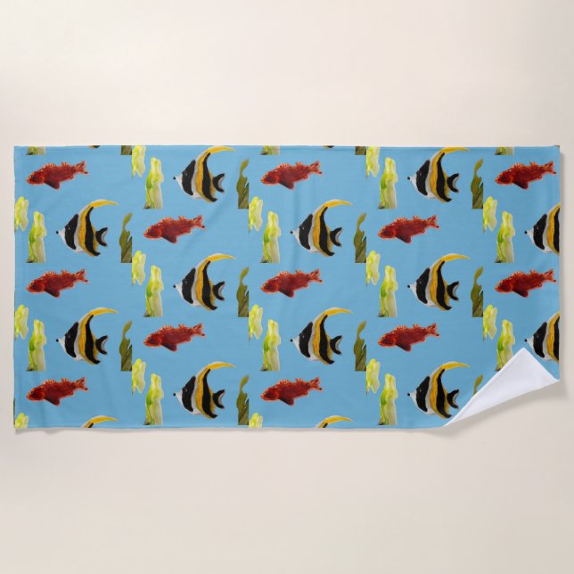 Serviette De Plage Fish Swimming in the Sea Seaside (Devant)