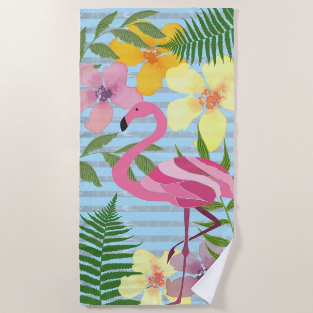 Serviette De Plage Flamant rose (Devant)