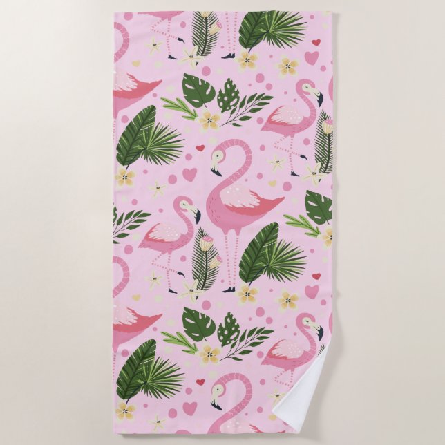 Serviette De Plage Flamant rose Collection d'été Un design 8 (Devant)