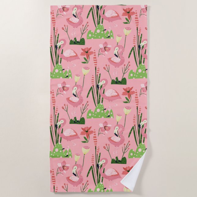 Serviette De Plage Flamant rose Collection été Un design 4 (Devant)