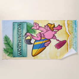 Serviette De Plage Flamant rose de surf Beach Towel