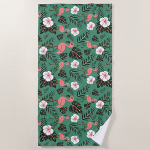 Serviette De Plage Flamant rose rose motif transparent sur arrière -
