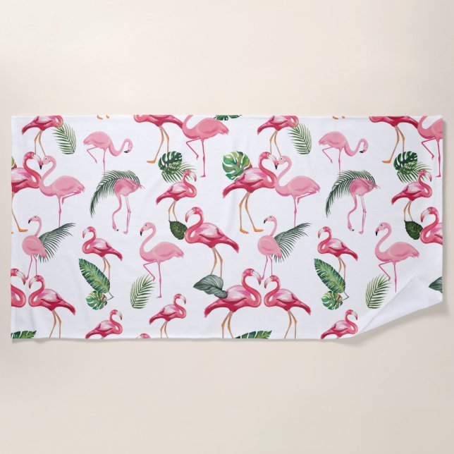 Serviette De Plage Flamingos Amour Motif (Devant)