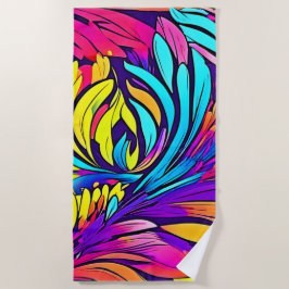 Serviette De Plage Fleur abstrait vibrant