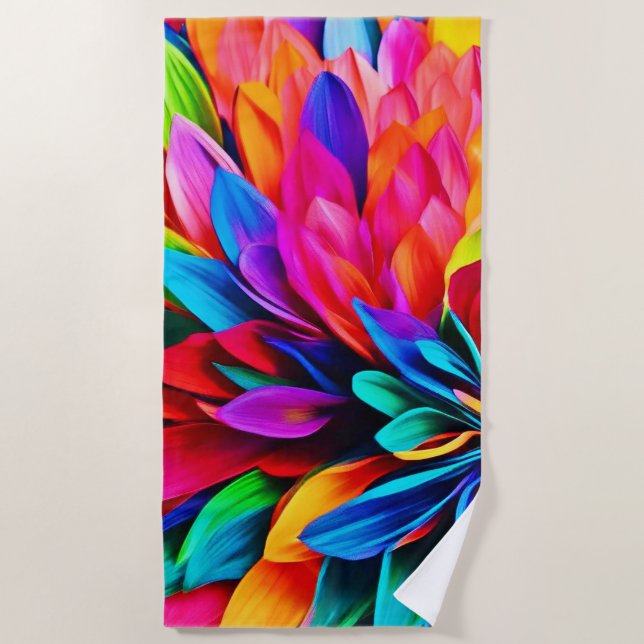 Serviette De Plage Fleur arc-en-ciel Abstraite (Devant)