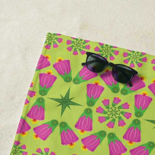 Serviette De Plage Fleur celtique Mandalas Green Beach Towne (En situation)