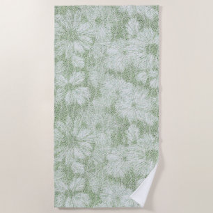 Serviette De Plage Fleur de Pâquerette Veloutée Vert Citron