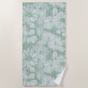 Serviette De Plage Fleur de Pâquerette Veloutée Vert Menthe 