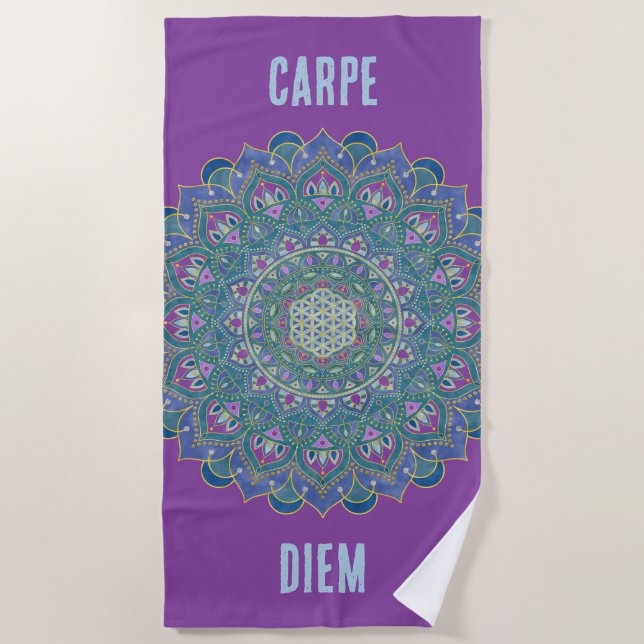 Serviette De Plage Fleur De Vie - Mandala India Style 1 (Devant)