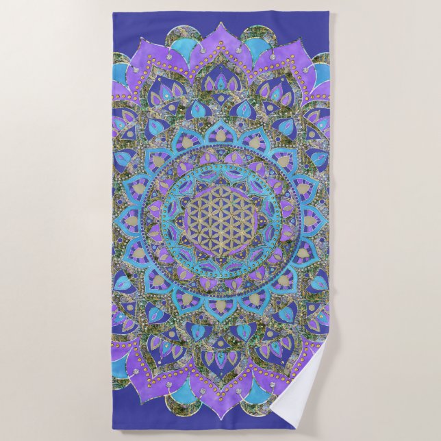 Serviette De Plage Fleur De Vie - Mandala India Style 2 (Devant)