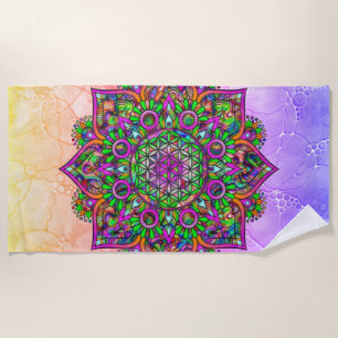 Serviette De Plage Fleur de Vie - Mandala Indien 1