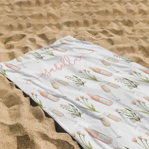 Serviette De Plage Fleur sauvage élégante cocktail moderne girly rose