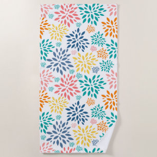 Serviette De Plage Fleurs abstraites colorées motif