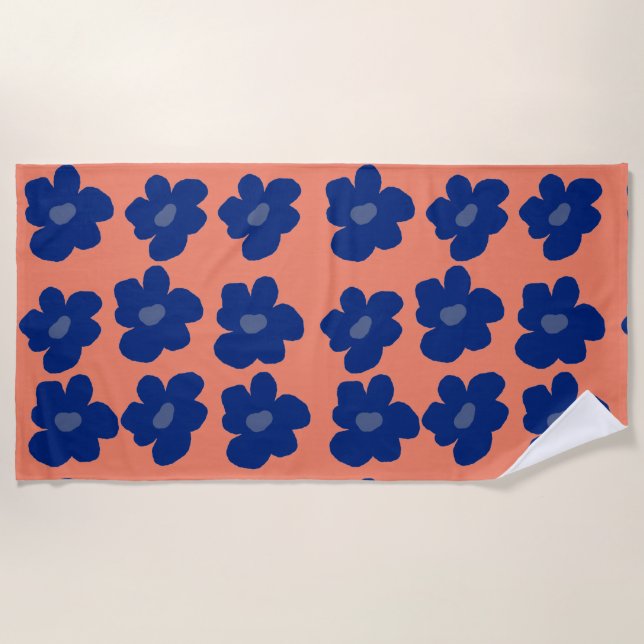 Serviette De Plage Fleurs bleues (Devant)