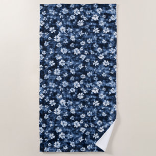Serviette De Plage Fleurs bleues Denim