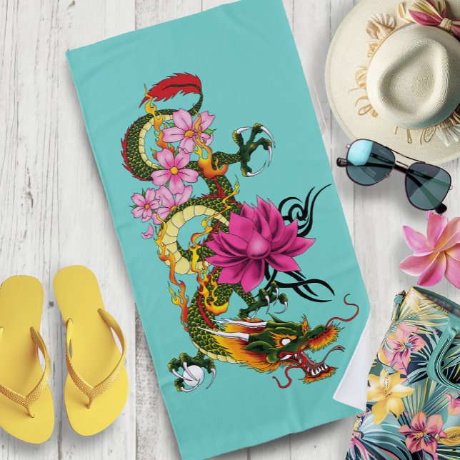 Serviette De Plage Fleurs chinoises de cerisiers de Lotus (Créateur téléchargé)